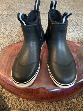 Women's Black Slip-On Ankle Booties with White Sole